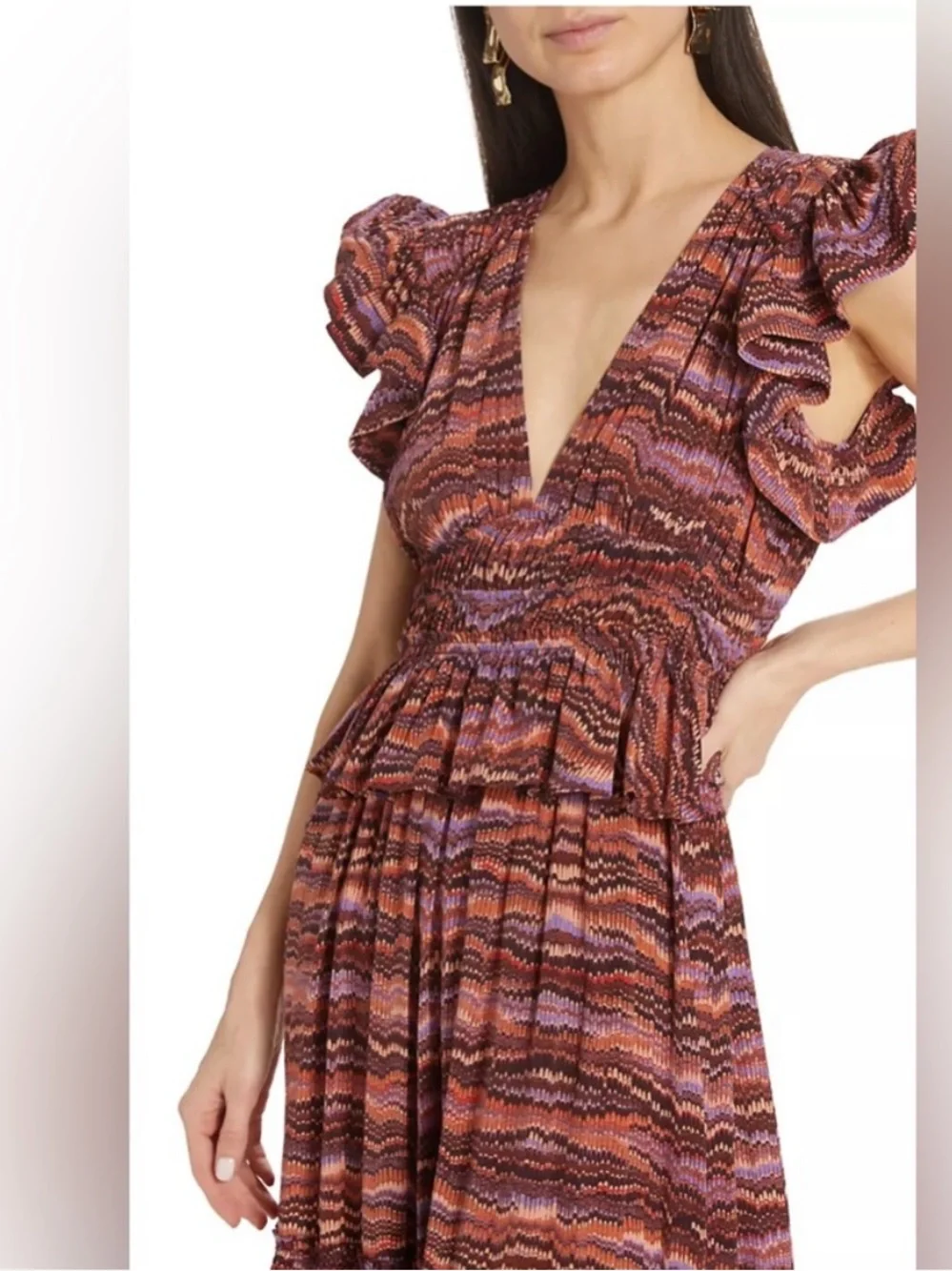 Ulla Johnson V-neck Bendetta midi dress in Purple Sapphire, Firenze-Print sz 12 - Picture 2 of 11